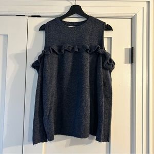 Loft Cold Shoulder Blue Sweater Size Medium